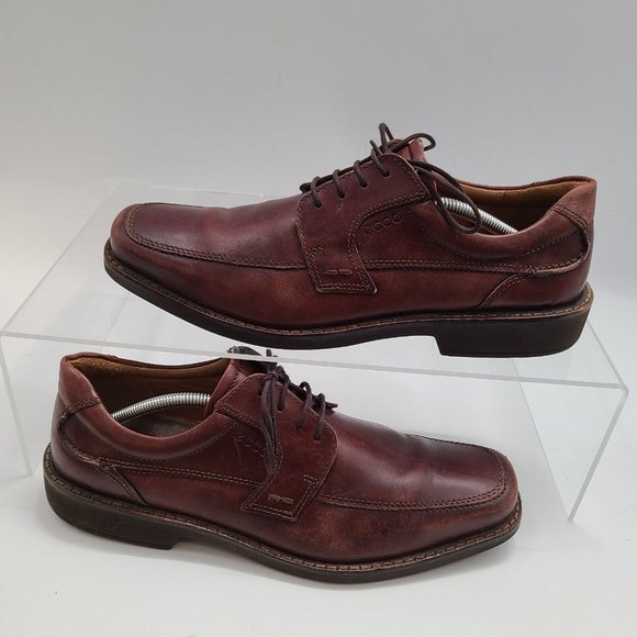 Ecco Men\'s Size 47 (13-13.5) Brown Leather Lace-Up‎ Casual Oxford Dress Shoes